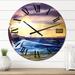 Designart 'Water Sea Sky Sunset Beauty In Nature Waves' Nautical & Coastal wall clock