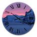 Designart 'Pink Sunrise In Winter Over The Norwegian Coast' Nautical & Coastal wall clock