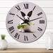 Designart 'Black And White Rabbit With Green Leaf' Traditional wall clock