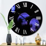 Designart 'Purple Jellyfish On Black' Nautical & Coastal wall clock