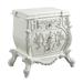 Nightstand Elegant Floral Filigree Design with 3 Drawers Antique White