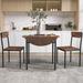 Rustic Drop Leaf Table 3-Piece Round Dining Table Set