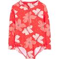 Simple Joys by Carter's Baby Mädchen Long Sleeve Zipper One Piece Swimsuit Einteiliger Badeanzug, Rosa Floral, 6-9 Monate