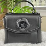 Giani Bernini Bags | Giani Bernini ~ 3d Floral Top-Handle Leather S Handbag ~ Black ~ Nwt! | Color: Black | Size: Noted In Description
