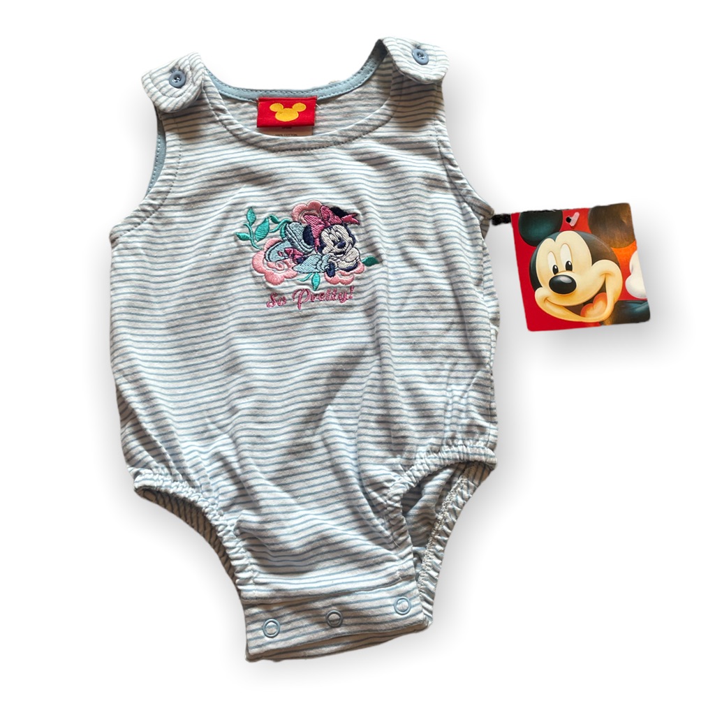 Disney One Pieces | Disney's Mickey Mouse Catton Apparel Group Stripe Tank One Piece Minnie Mouse | Color: Blue/White | Size: 0/6 Months