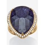 Women's 18K Gold Over Sterling Silver Sapphire And Cubic Zirconia Ring by PalmBeach Jewelry in Sapphire (Size 6)