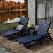 Beachcrest Home™ Shavon 48" Long Reclining Chaise & Table 3 Piece Set Plastic in Blue | 37.8 H x 27.6 W x 48 D in | Outdoor Furniture | Wayfair