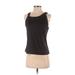 Calvin Klein Sleeveless Blouse: Scoop Neck Over the Shoulder Black Tops - Women's Size P
