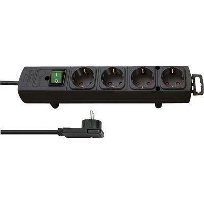 1153100100 Steckdosenleiste mit Schalter 4fach Schwarz Flachstecker 1 St. - Brennenstuhl Image