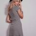 Free People Dresses | Free People Beach Striped Mock Neck Dress Large | Color: Gray/White | Size: L