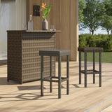 Mercury Row® 3 Piece Bar Set w/ Steel Wicker Wicker/Rattan in Brown/Gray | Outdoor Furniture | Wayfair MCRW5013 39706975