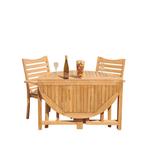 Teak Smith Round 2 - Person 90" Long Bistro Set Wood/Teak in Brown/White | 90 W x 48 D in | Outdoor Furniture | Wayfair DSAspen_48RoundB_3_AA_2