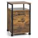 Costway 2 Drawer Mobile File Cabinet Printer Stand with Open Shelf for Letter Size-Rustic Brown