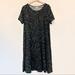 Lularoe Dresses | Lularoe Casual Short Sleeve Midi Dress Size L Grey Black | Color: Black/Gray | Size: L