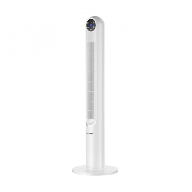 42-Inch Tower Fan with 80-Degree Oscillation, Smart Display, and Remote Control - 12" x 12" x 42" (L x W x H)