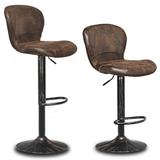Set of 2 Adjustable Swivel Hot-stamping Bar Stools with Backrest - 18" x 19.5" x 35"-43.5" (L x W x H)