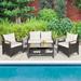 4 Pieces Patio Rattan Furniture Set with Cushioned Sofa and Storage Table - 46.5" x 23.5" x 30" (L x W x H)