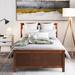 Minimalistic Twin Size Wood Platform Bed with Vertical Slatted Headboard and 10 Sturdy Wood Slat Support, Quick Assemble