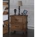 Traditional Rustic Adams New Zealand Pine Wood Nightstand with 2 Felt Lined Top Drawer and Metal Handle, 20"L x 16"W x 23"H