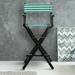 30" Director's Chair Black Frame-Teal Cabana - 23"W x 19"D x 45.5"H