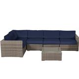 LSI 6 Piece Rattan Sunbrella Sectional Seating Group with Cushions