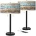 Marble Jewel Giclee Glow Black Bronze USB Table Lamps Set of 2