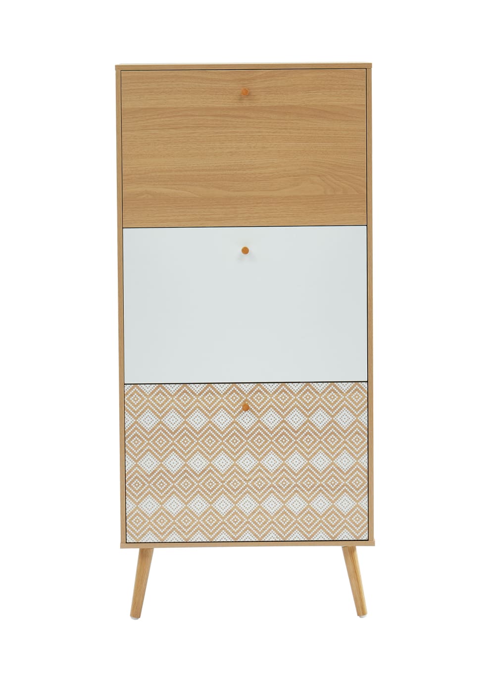 Meuble à chaussures motifs et effet bois et chêne 3 portes 60cm