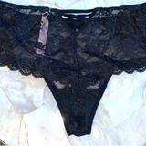 Victoria's Secret Intimates & Sleepwear | Dream Angels Chantilly Lace Hipster Cheeky Panty | Color: Black/Silver | Size: L
