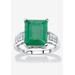 Women's Sterling Silver Genuine Emerald And Round White Topaz Ring by PalmBeach Jewelry in Emerald (Size 7)