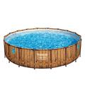 Bestway® Power Steel™ Swim Vista Series™ Ersatz Frame Pool ohne Zubehör Ø 549 x 122 cm, Holz-Optik (Pinie), rund