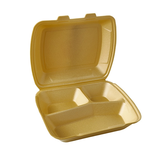 Starpak 100 Menüboxen mit Klappdeckel, XPS 3-geteilt 7,5 cm x 24,3 cm x 20,8 cm gold Image