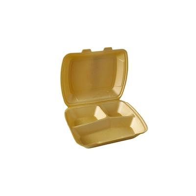 Starpak 100 Menüboxen mit Klappdeckel, XPS 3-geteilt 7,5 cm x 24,3 cm x 20,8 cm gold
