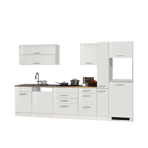 Hochglanz Einbauküche in Weiß Geräte (achtteilig)