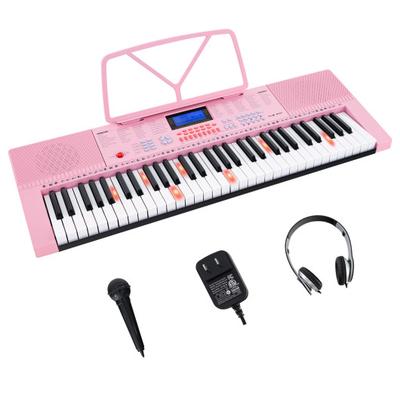 Costway 61-Key Electric Piano Keyboard for Beginner-Pink