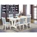 East West Furniture Dining Table Set- a Wooden Table and Cream Linen Fabric Parsons Chairs, Linen White(Pieces Options)