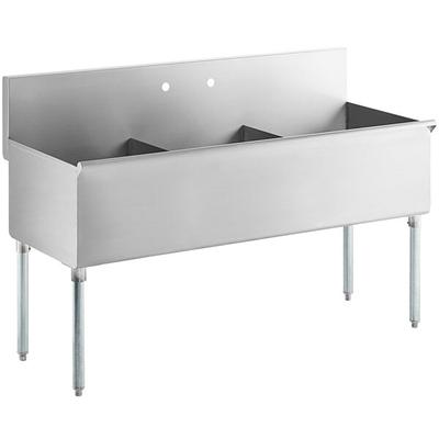 Regency 20" x 21" x 14" Three-Compartment Utility Sink for (1) 8" Center Faucet