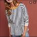 Anthropologie Tops | Anthropologie Tla Striped Peplum Sweater/Sweatshirt | Color: Black/Gray | Size: Xl