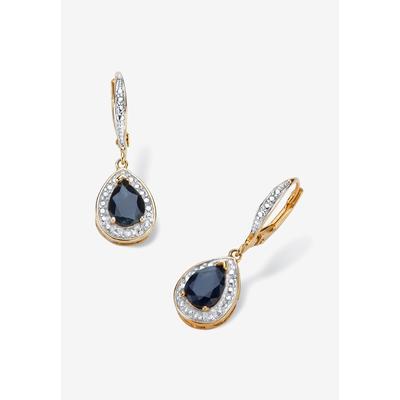 Women's Gold-Plated Drop Earrings Pear Midnight Sa...
