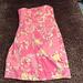 Lilly Pulitzer Dresses | Lovely Lilly Pulitzer Strapless Dress With Tie Back Sz 0 Pink And Yellow | Color: Pink/Yellow | Size: 0