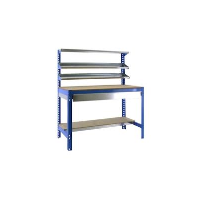 Proregal Werkbank Buffalo mit Frontablage und Schubfach | HxBxT 84x120x61cm | Traglast 600kg | Blau