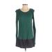 Simply Vera Vera Wang Casual Dress: Green Solid Dresses - Women's Size X-Small