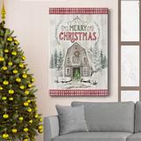 The Holiday Aisle® Christmas Barn Premium Gallery Wrapped Canvas - Ready To Hang Metal in Black/Blue/Green | 48 H x 32 W x 1 D in | Wayfair