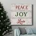 The Holiday Aisle® Peace, Joy, Love-Premium Gallery Wrapped Canvas - Ready To Hang Metal in Black/Blue/Green | 32 H x 32 W x 1 D in | Wayfair