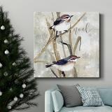 The Holiday Aisle® Winter Birds Noel-Premium Gallery Wrapped Canvas - Ready To Hang Canvas, Solid Wood in Black/Blue/Green | 10 H x 10 W in | Wayfair