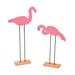 Bayou Breeze 2 Piece Tobar Flamingo Decorations Figurine Set Wood in Brown/Pink | 1.3 H x 4.6 W x 14.2 D in | Wayfair