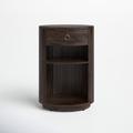 Joss & Main Aviel Drum End Table w/ Storage Wood in Brown/Gray/Yellow | 26 H x 13.25 W x 17.75 D in | Wayfair D7BAC749BE3143C19E6BCBBA906D7B8F