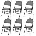 Costway Set of 6 Folding Fabric Upholstered Metal Chairs