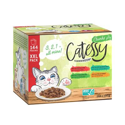 144x100g Chunks in Sauce Pouches Catessy Wet Cat Food