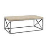 Coffee Table, Accent, Cocktail, Rectangular, Living Room, 44"L, Metal, Laminate, Natural, Chrome, Contemporary, Modern