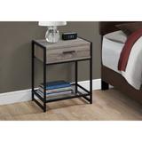 Accent Table, Side, End, Nightstand, Lamp, Storage Drawer, Living Room, Bedroom, Metal, Laminate, Tempered Glass